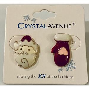 Christmas Santa & Mitten Enamel Earrings